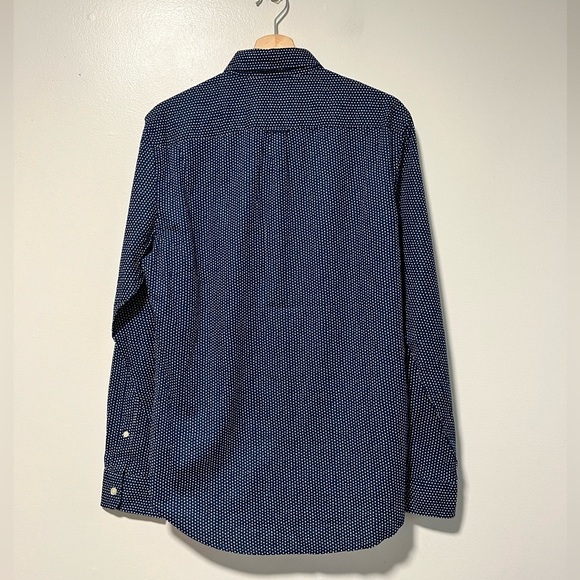 Club Monaco Men’s Slim Fit Navy Button-Down Shirt M – Micro Dot Print - Picture 8 of 13